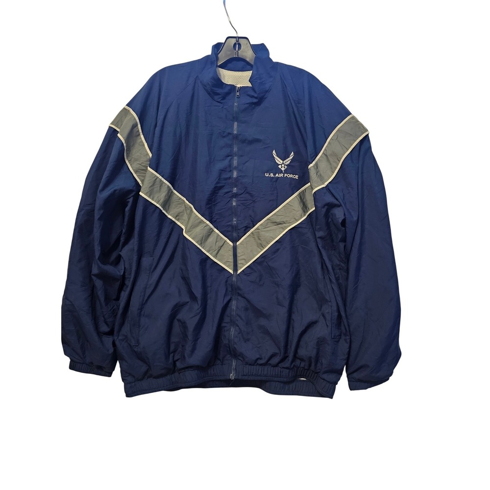 US Air Force PTU Windbreaker Jacket Navy Blue Silver Large Regular 1603